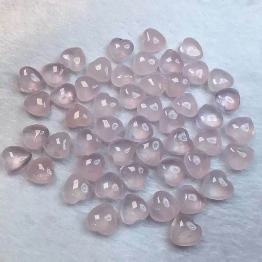 5PCS Natural Rose Quartz Heart Carving Healing Reiki Stone DIY Jewelry Accessories Holiday Gifts 11-12MM