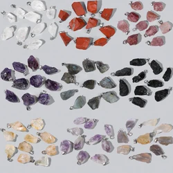 2PCS High Quality Raw Stone Pendant Rough Original Crystal Energy Healing Chakra Pendants For Diy Jewelry Making Necklace