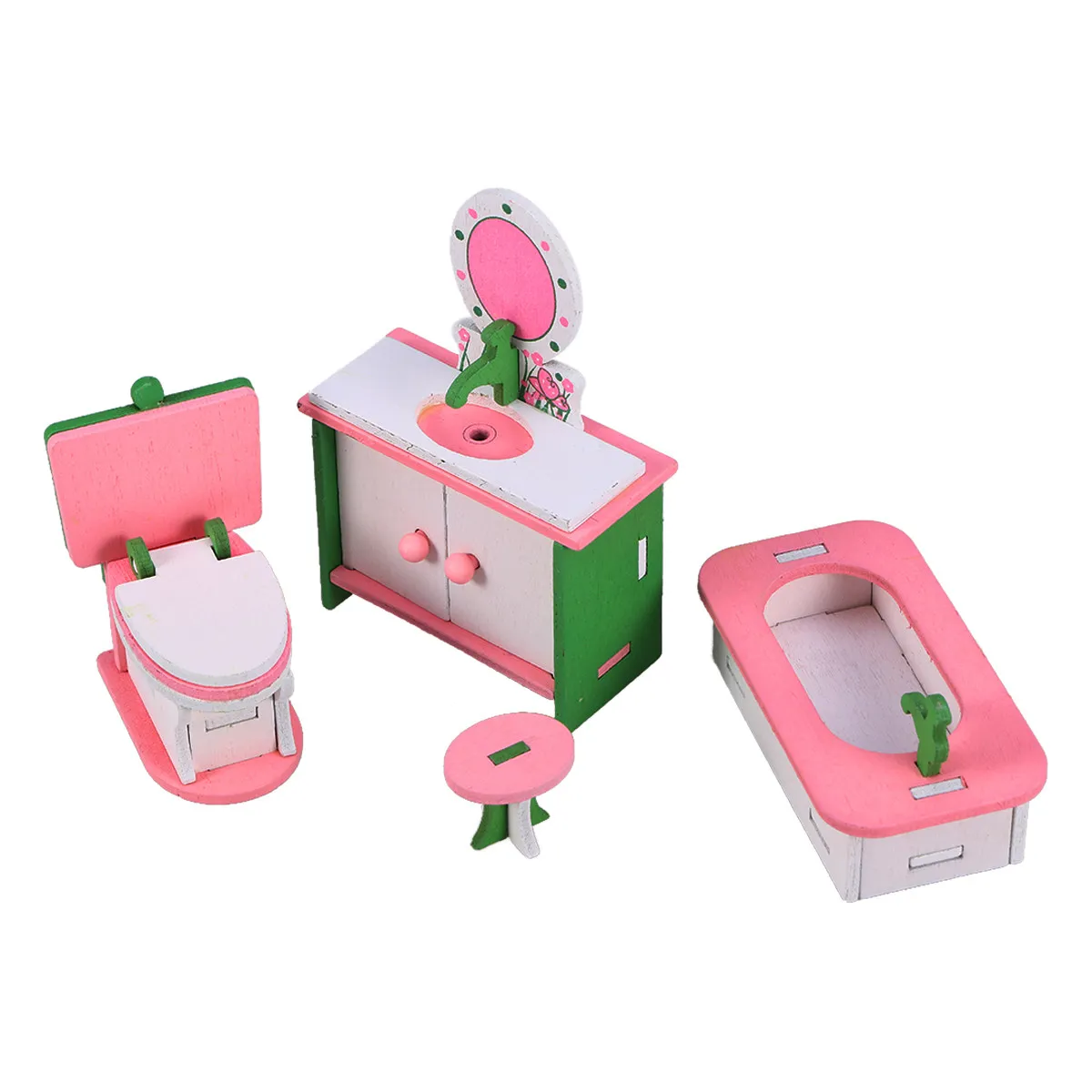 

Набор из 4 миниатюрных деревянных игрушечных предметов мебели для детской комнаты или украшения стола, маленькие декоративные элементы для дома, для детей старше 3 лет