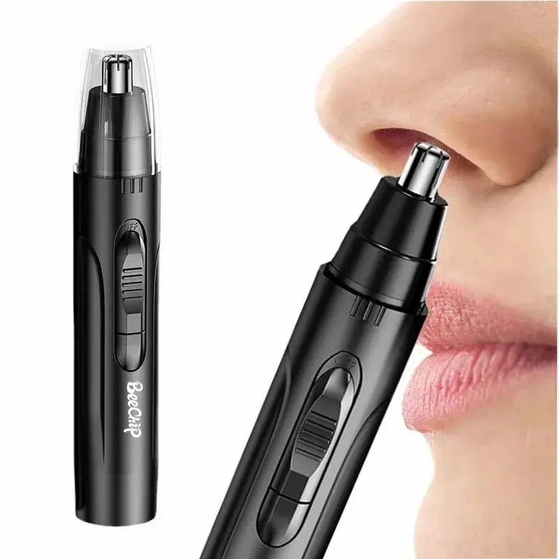 Cortadora de pelo de nariz eléctrica negra para hombres y mujeres disponible con bajo ruido de alto par de alto Motor de alta velocidad lavable para cabello nasal