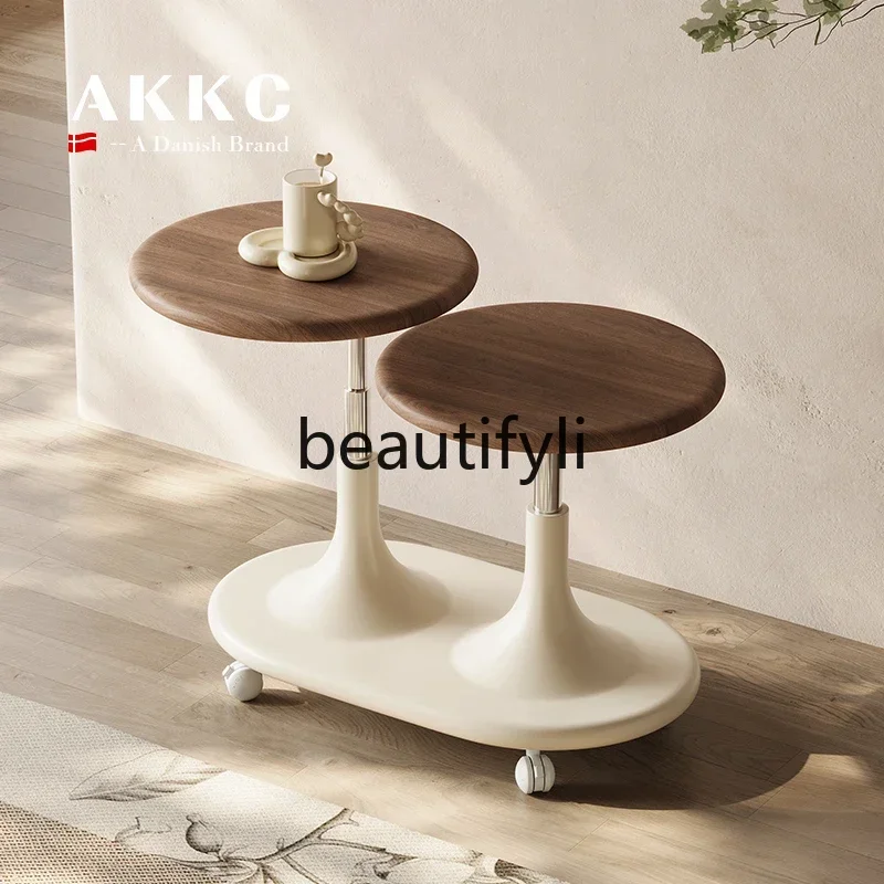 A32 Cream Style Small Trolley Italian Designer Side Table Nordic Style Adjustable Height Small Trolley