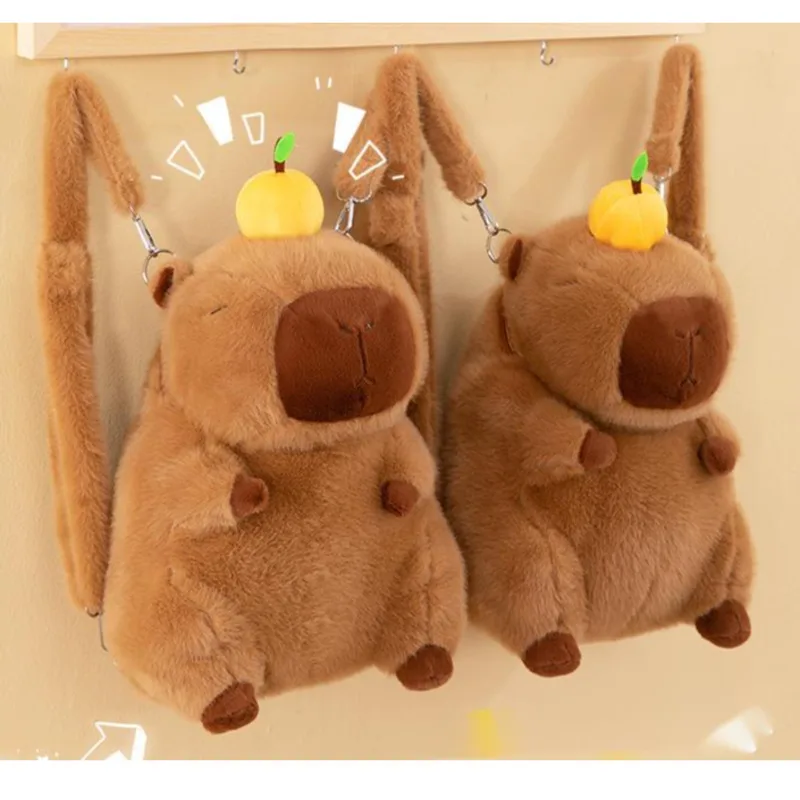 Capybara Plush Backpack Cute Cartoon Animal Doll Crossbody Bag Handbag Funny Mini Knapsack Bag Girl Crossbody Bags