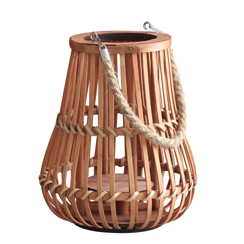 

Retro Bamboo Rattan Lantern Ornaments Decorative Festive Hanging Home Garden Holder Wedding Party Lighting