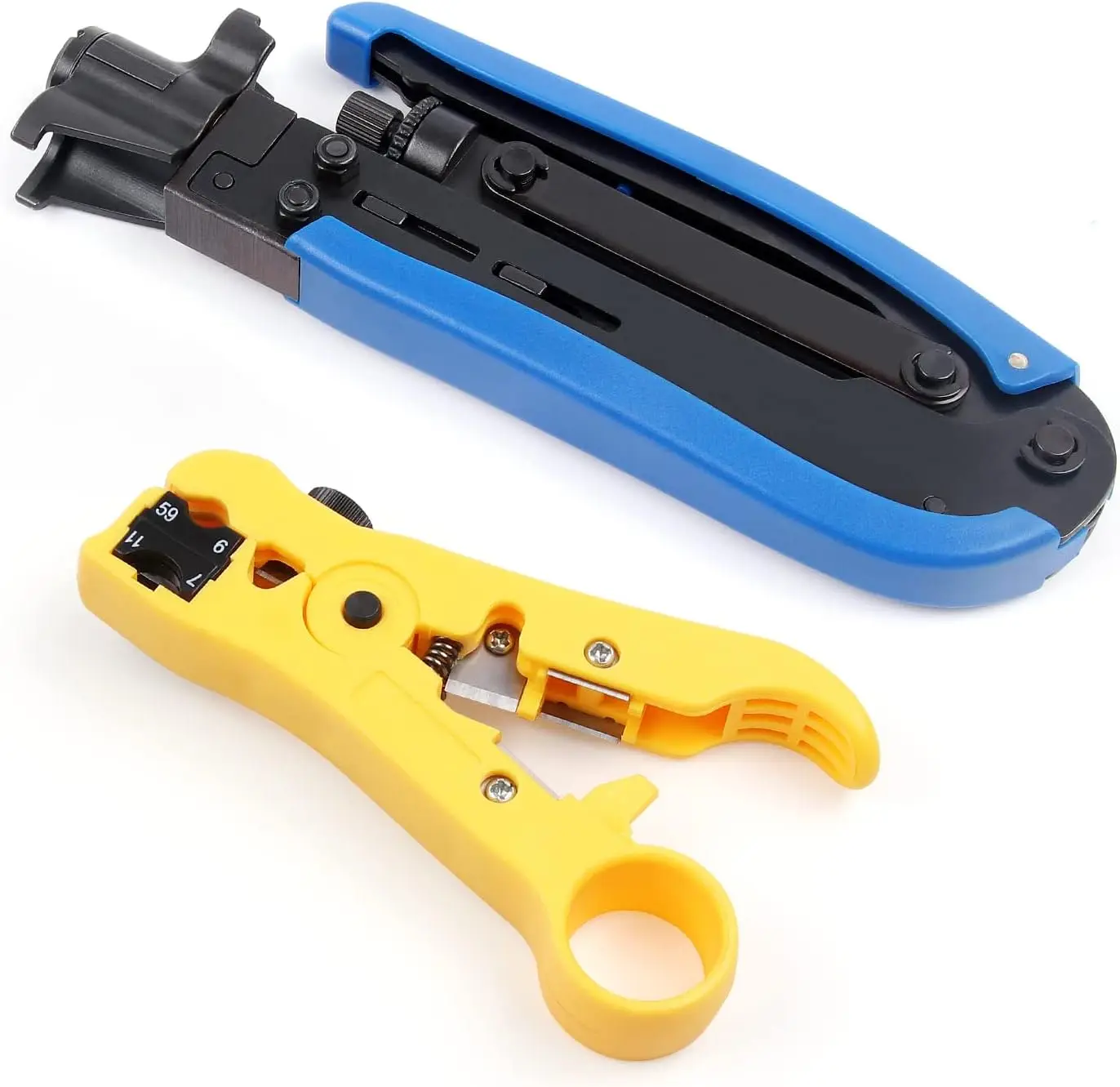 

Набор инструментов для сжатия коаксиального кабеля с щипцами для коаксиального кабеля, щипца F-типа для RG6 RG59 RG11 и устройства для зачистки коаксиального кабеля