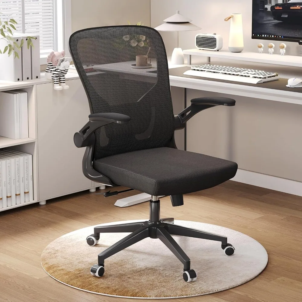 Ergonomic High-Back Mesh Desk Chair with Adjustable Height, Lumbar Support, Flip-Up Armrests, and Headrest for Comfortable Offic