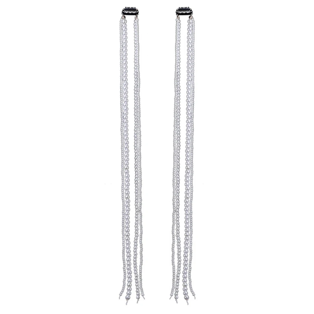 

2 Pcs Pearl Clips Imitation Pearls Barrettes for Women Wedding Accessories Versatile Hair Chain Easy Bridal Hair Styling