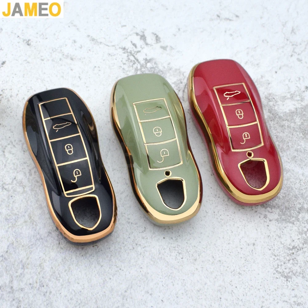 For Porsche Panamera Spyder Carrera Macan Boxster Cayman Cayenne 911 970 981 991 Car Smart Remote Key Case Fob Covers Set Shell