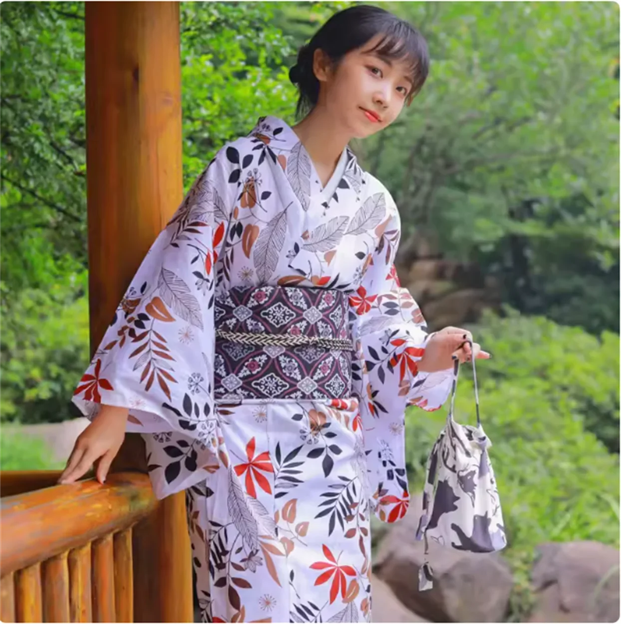 Japanese kimono women's formal wear for summer ventilation