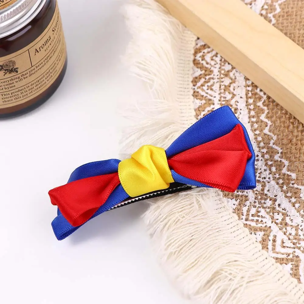 Presa estilo coreano para mulheres e meninas, grampos de cabelo, fita, branca de neve, azul, amarelo, vermelho, arco de princesa, presente infantil