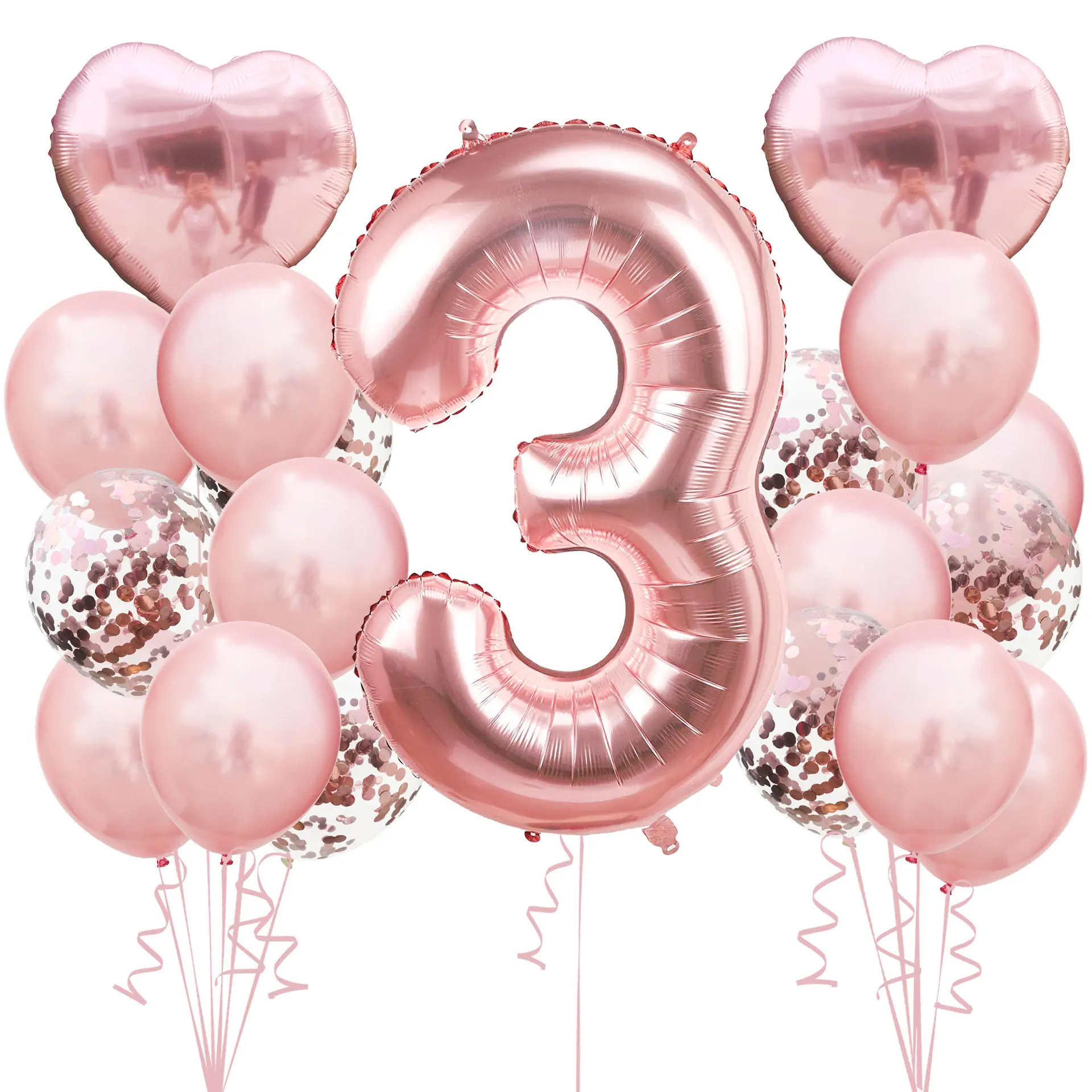 1-9 Birthday Party Decorations Birthday Rose Gold Balloon Set Foil Balloon Set