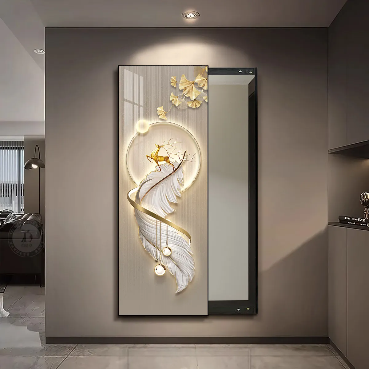 feather invisible full-body mirror push-pull hidden mirror bedroom fitting mirror wall hanging household full-length