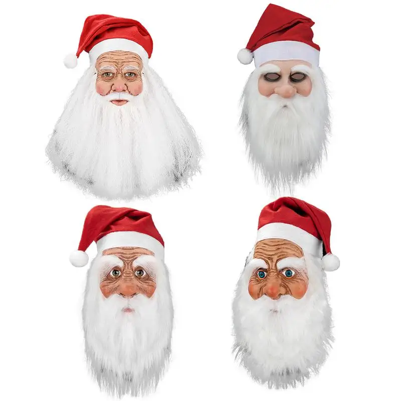 Santa Claus Masks Chiristmas Cosplay Masques Halloween Latex Mascarillas Deluxe Face Mascaras Masquerade Party Props Adults Gift