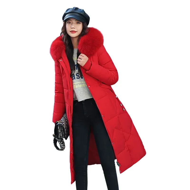 2022 New Snow Wear Coat Parka Winter Jacket Women Hooded Fur Collar Parka Thick Warm giacche femminili cappotti per studenti abbigliamento donna