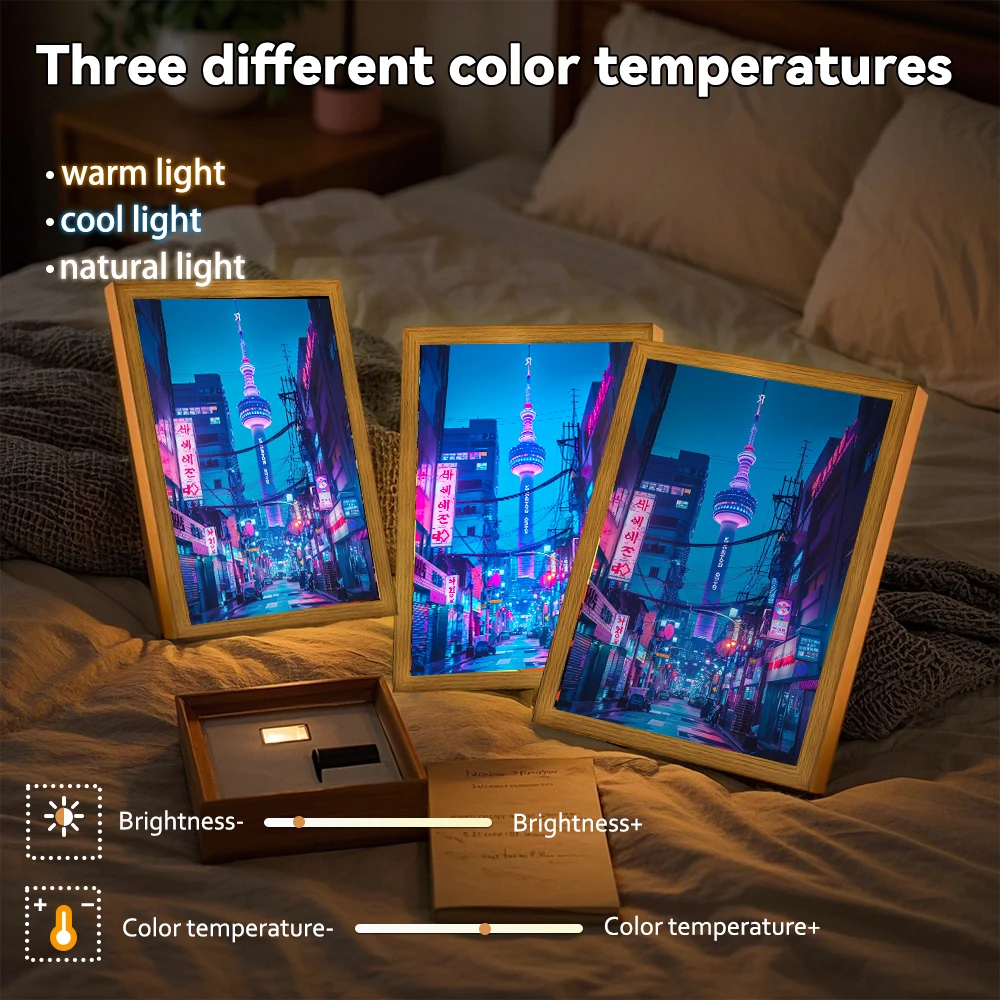 2 في 1 Led ضوء المصباح اللوحة إطار الصورة جدار مكتب مصابيح USB أضواء ليلية غرفة الديكور السرير الجدول أوم امب الهدايا