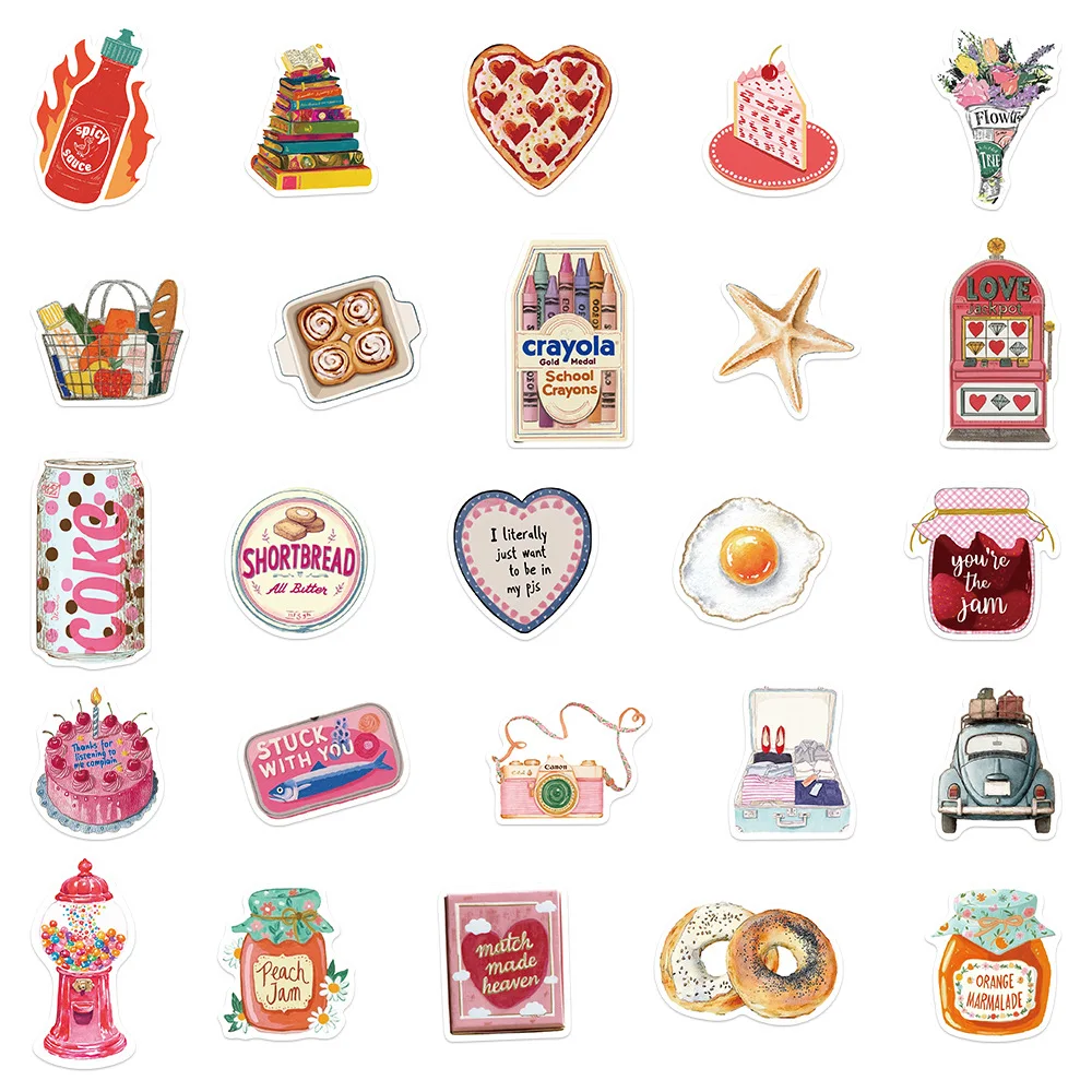 

50PCS Cute Aesthetic Stickers INS Style Girly Heart Graffiti Decoration Mobile Phone Case Skateboard Notebook Water Cup Declas