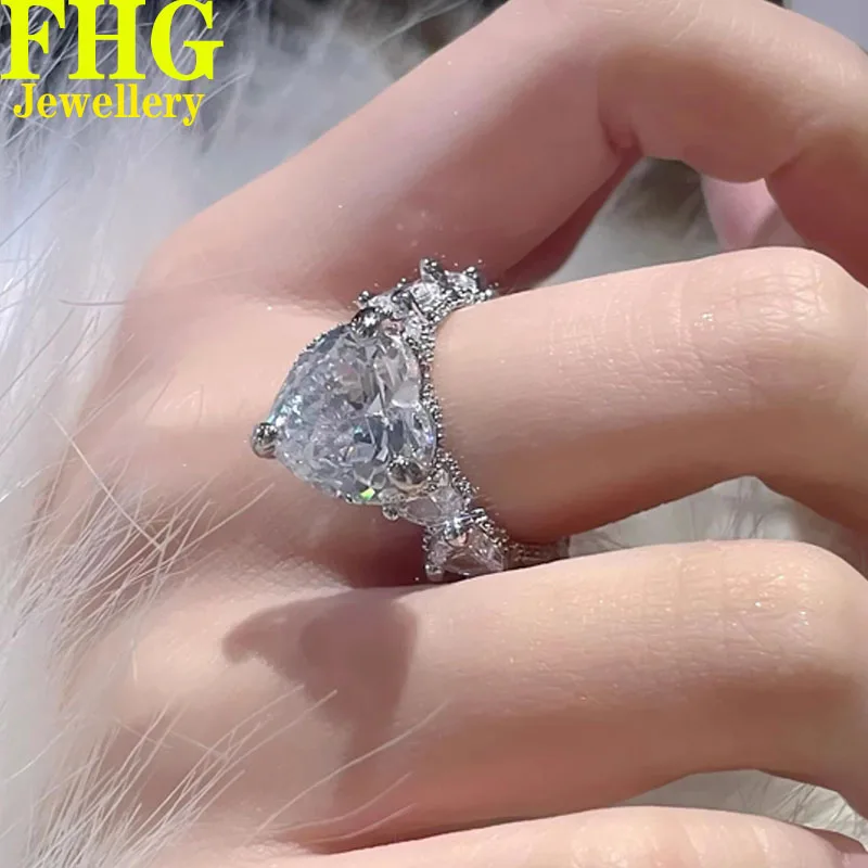 6 7 8 9 10 Carat Au750 18K White Gold Ring luxurios Heart shape moissanite Diamond Wedding Engagement Anniversary Gift Ring