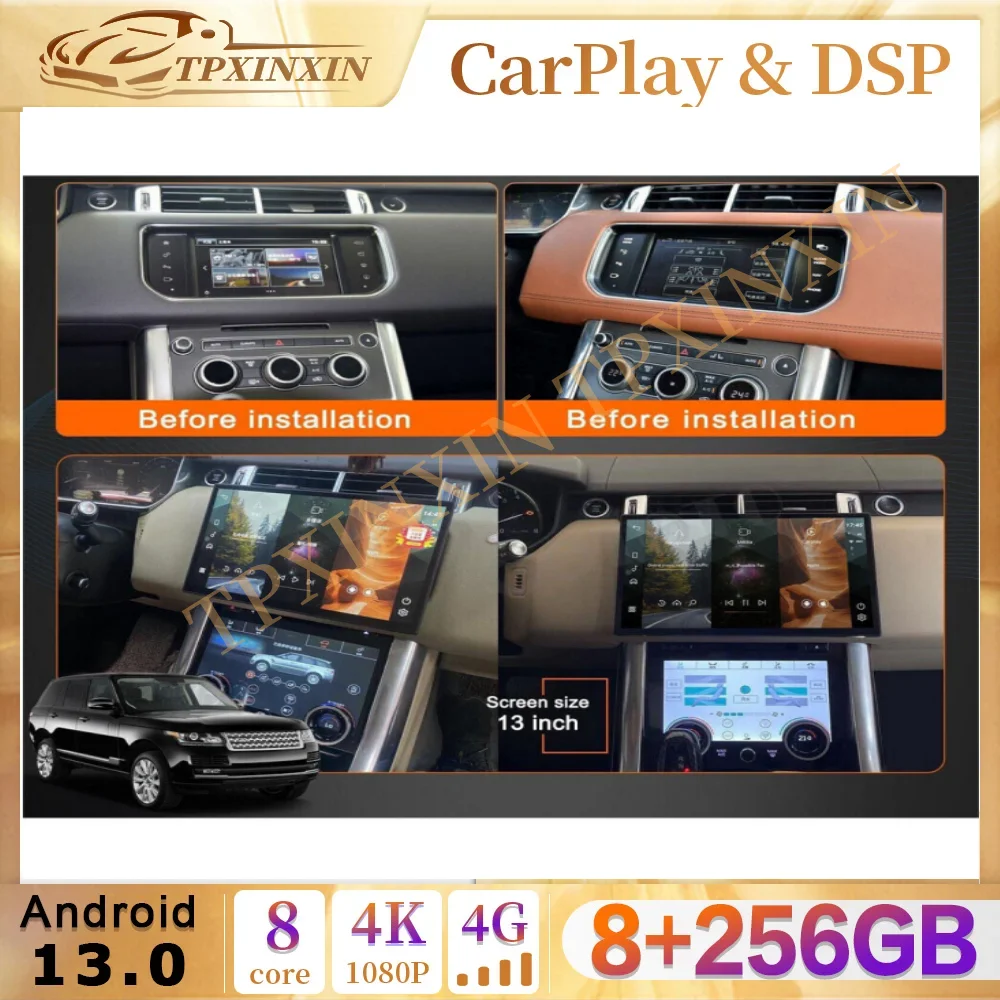 13.3 inch Android 13 Car Radio For Range Rover Vogue L405 Sport L494 2014-2017 Multimedia AutoRadio Player Navigation Stereo GPS