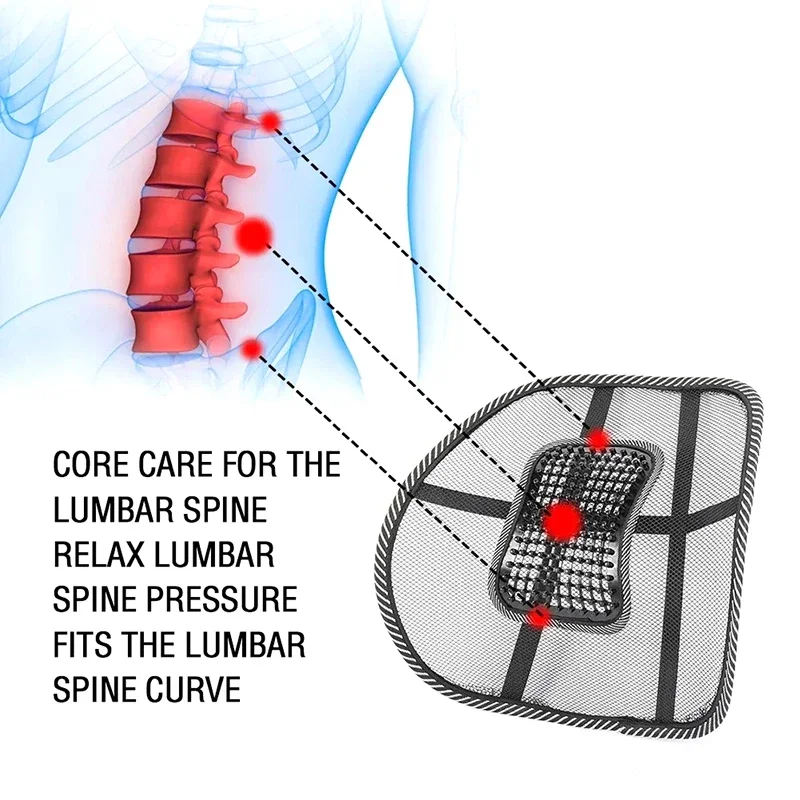 Summer Universal Office Chair Breathable Lumbar Back Support Spine Posture Correction Back Pillow Car Cushion Truck Seat Amagi