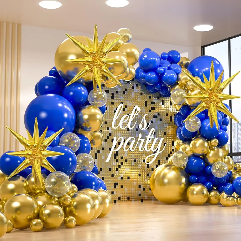 161-teiliges Blau-Gold Ballonbogen-Girlanden-Set für Jubiläum, Hochzeit, Geburtstag, Party-Dekoration, Babyparty, Globos-Zubehör
