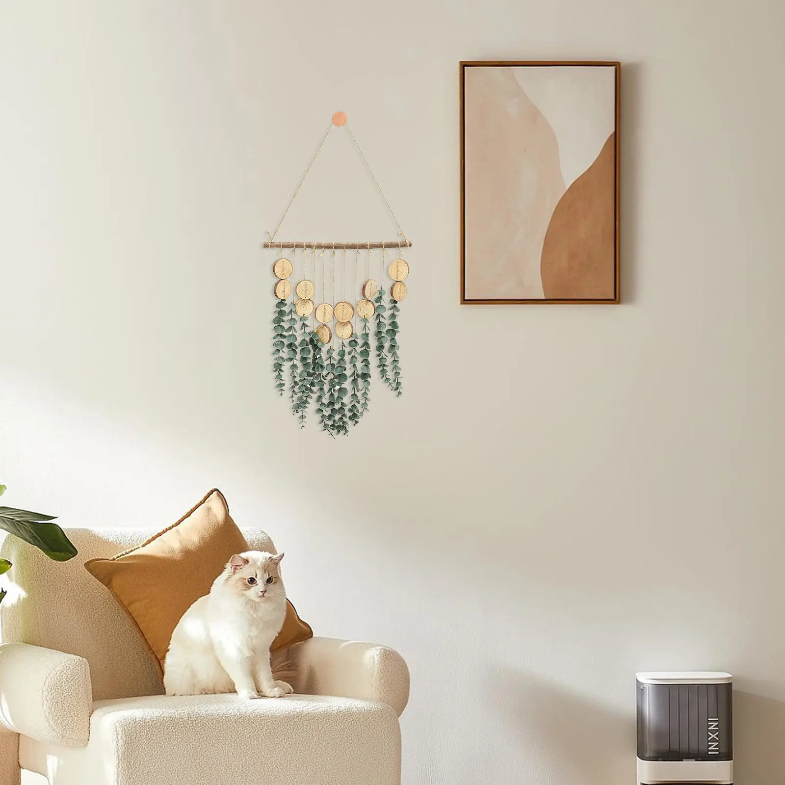 

Artificial Hanging Eucalyptus Leaf Wall Decor Realistic Faux Leaf Ornament Indoor Fake Plant Rattan Pendant for Room Balcony