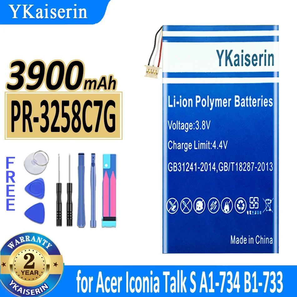 

3900mAh YKaiserin Battery PR-3258C7G PR3258C7G for Acer Iconia Talk S A1-734 B1-733 Tablet 3-wire Bateria