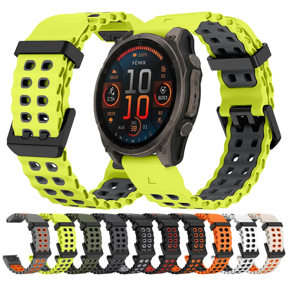 26mm/22mm Zweifarbiges Sport-Silikonarmband für Garmin Fenix 9 8 Pro 51mm 47mm 7 7X 6 6X 5 5X Plus/Epix/Quatix/Tactix Uhrenarmband