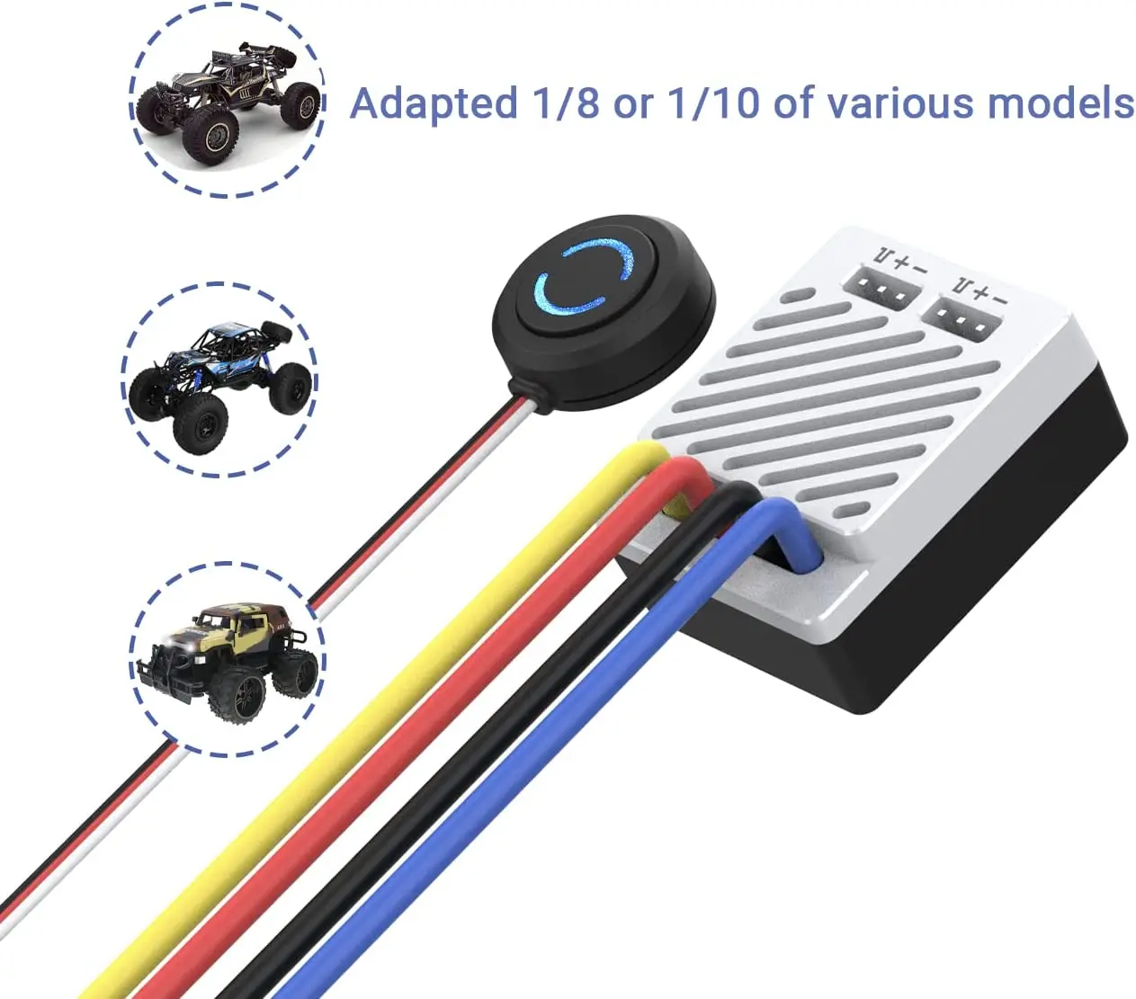 ISDT ESC70 ESC90 WP 1080 70A 90A Waterproof ESC  2~3S Adjustable BEC Phone Control 540/550 Brushed Motor For 1/8 1/10 Car