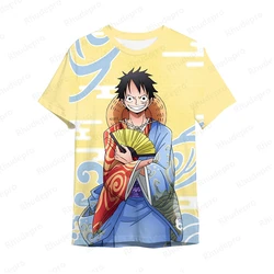 Camiseta de Uma Peça Masculina Anime, 3D, Japonesa, Harajuku, Manga Curta, Camisa Luffy, Roupas Estampadas, Tops, Popular