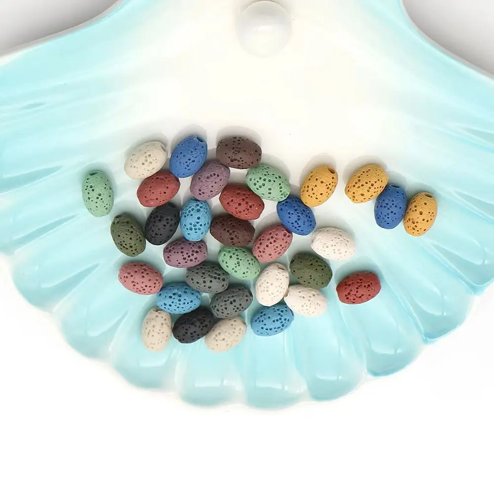 

Colorful Oval Volcanic Stone Loose Beads DIY Handmade Beaded Necklace Accessories As Women's Sweet Stylish Jewelry Gifts 9x12mm