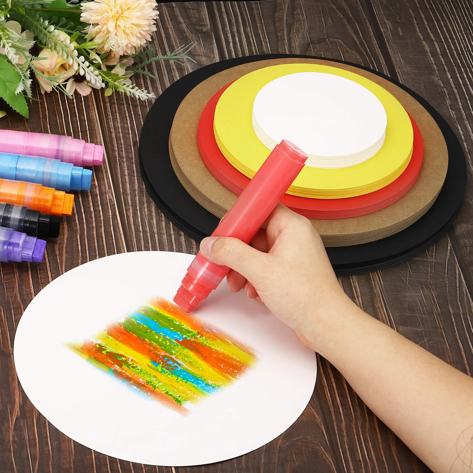25Pcs 15/17/21cm Circle Card Stock Round Shape Cutouts Paper Thick Cardstock Coaster for DIY Craft Projects Bulletin Board Decor
