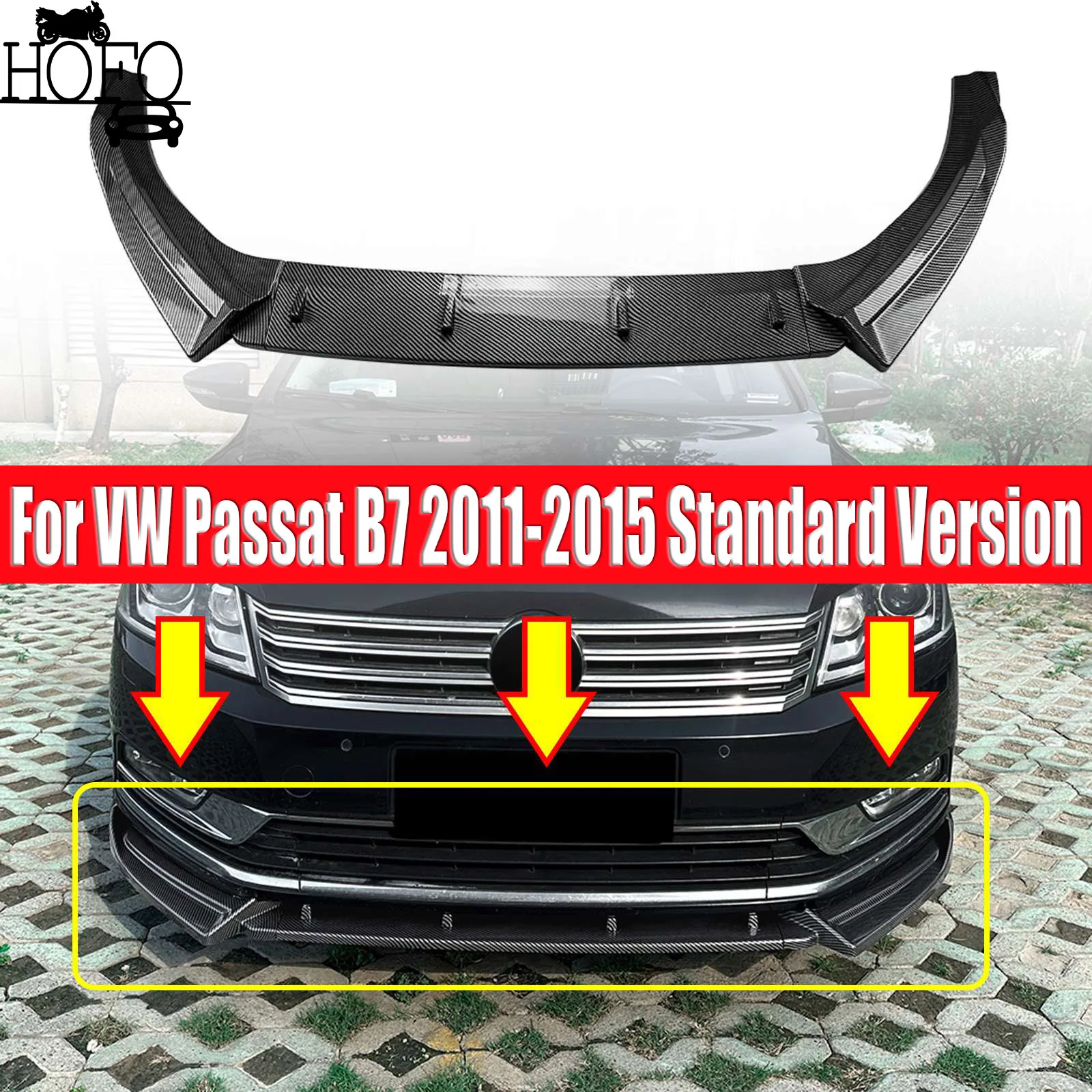 

For VW Passat B7 2011-2015 Standard Version Only Car Front Bumper Lip Spoiler Lower Chin Splitter Guard