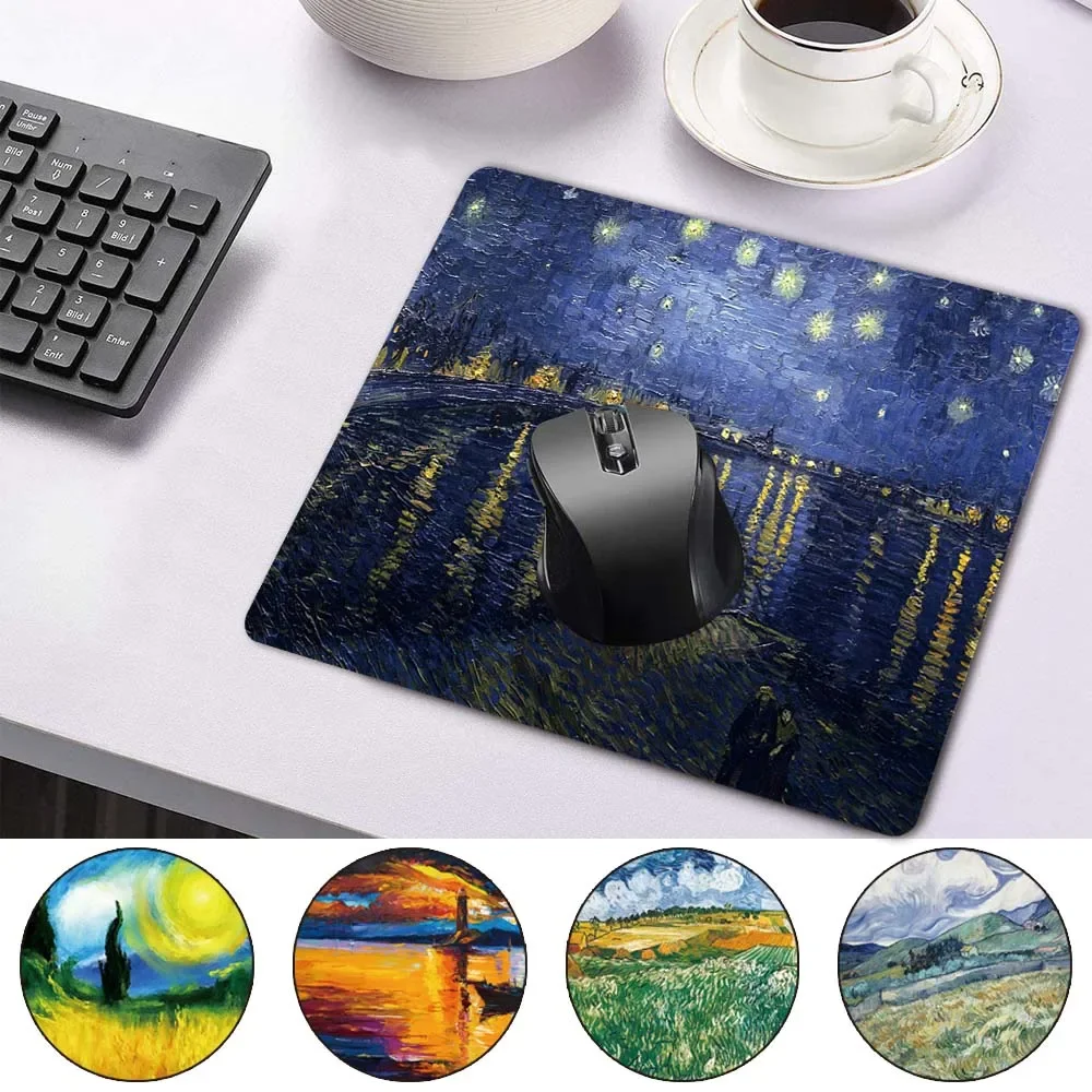 Smooth Waterproof PU Leather Mini Computer Mouse-pad Portable Game Laptop Mouse Pad Paint Pattern Durable Game Mouse Mat