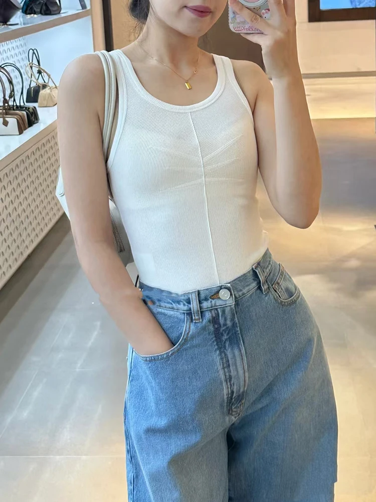 2026 Spring/Summer New Style - Women's Pleated Ribbed Stretch Fit-Slimming Base-Style Tank Back Coverlet