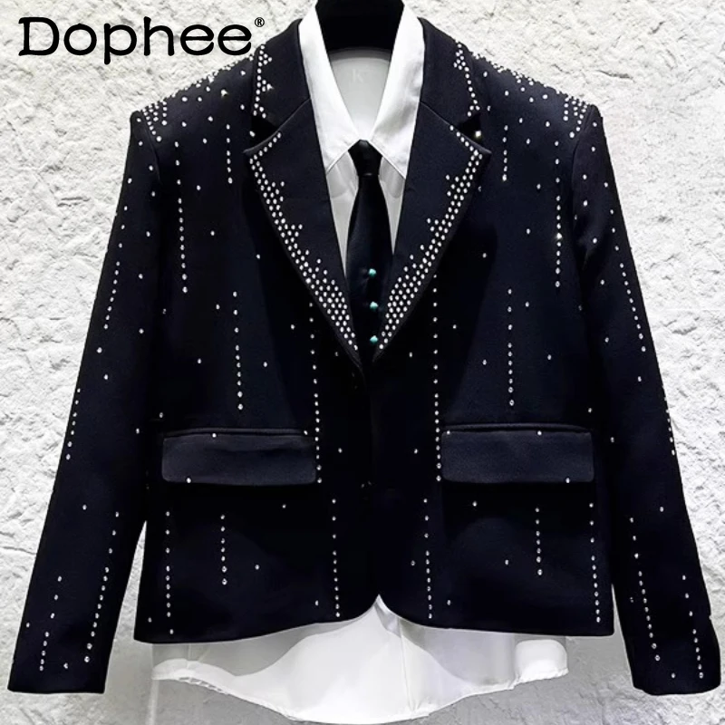 

2025 Men's Autumn New Personality Tailored Coats Starry Sky Rhinestone Design Suit Jackets Men's Trend Chic Loose Blazer Jackets