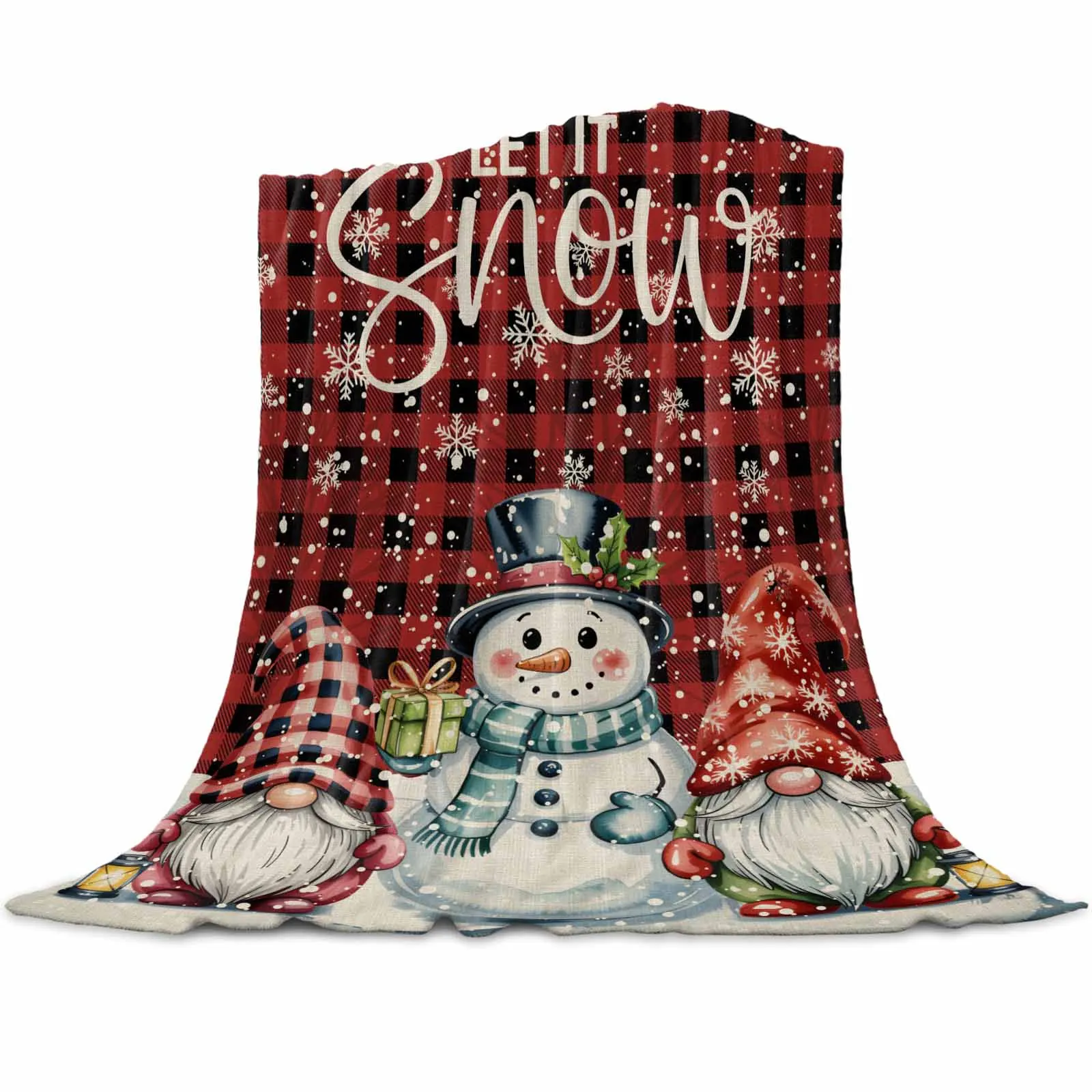 

Watercolor Christmas Snowman Throws Blankets for Sofa Bed Winter Soft Plush Warm Family Friends Holiday Gifts