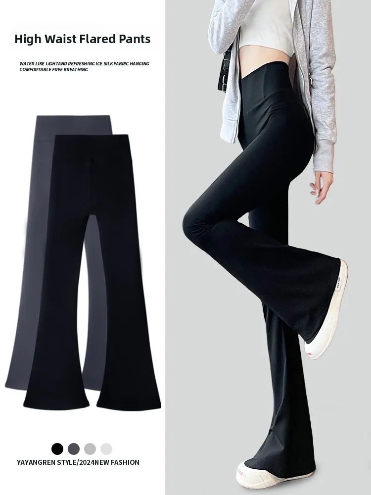 

Женские брюки для йоги с высокой талией, расклешенные, для фитнеса и танцев, весна-осень-зима, мягкие и удобные