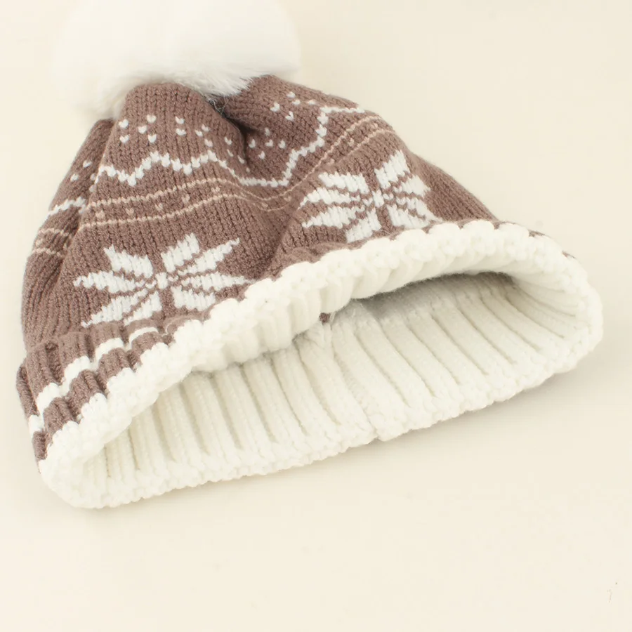 1-6 Years Baby Christmas Hat Winter Kids Boys Girls Snowflake Jacquard Warm Knitted Beanie Hat Soft Cap Children Outdoor Caps