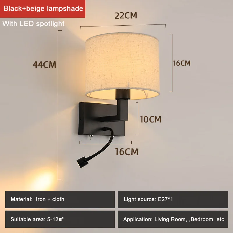 Modern Bedside Wall Lâmpada LED, Tecido Sconce Sutiã, Sala, Quarto, Corredor, Escada, Corredor, americano, europeu, novo