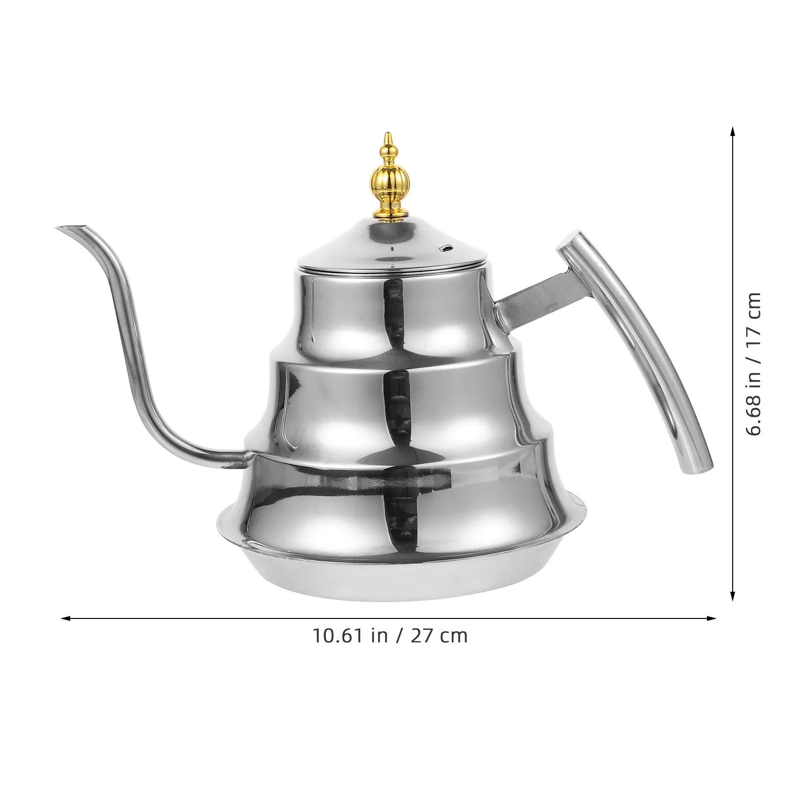 Stainless Steel Tea Kettle with Heat Resistant Handle Fine Control Spout Built-in Filter for Home Office Tea Brewing Coffee