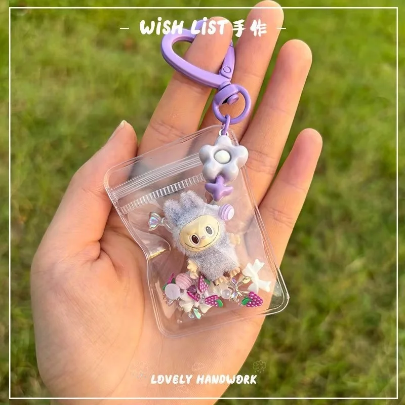 Mini Labubu Keychain Action Figure Cute Mini Dolls Backpack Pendant Miniature Model Mobile Phone Strap Ornament Kawaii Doll Toys