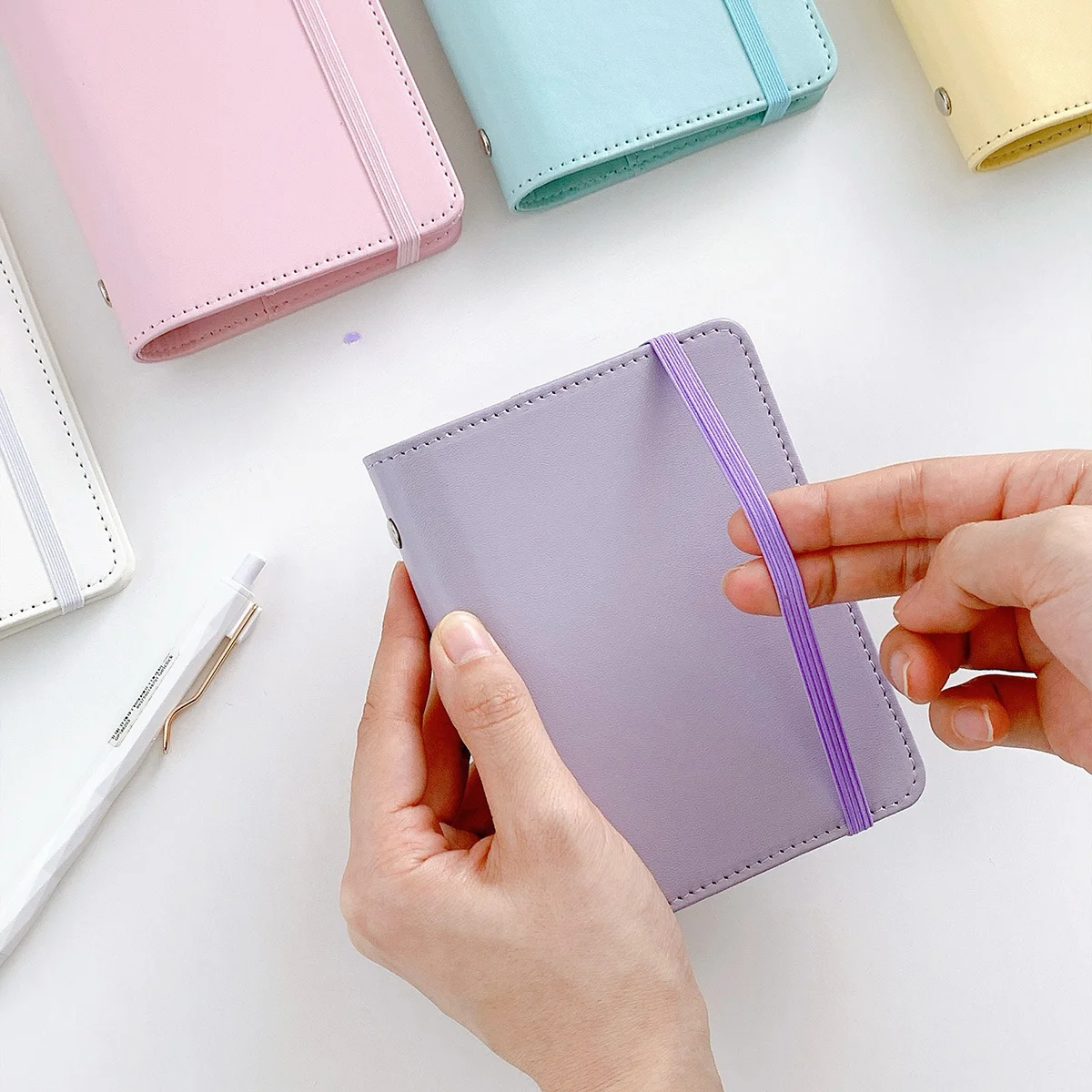 Macaron Five-hole Portable Mini Leather A8 Loose-leaf Notebook M5 Loose-leaf Portable Pocket Book Planner Notebook Binder