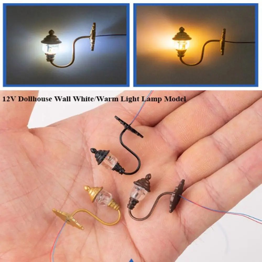 1.7*1.8cm/2.2*2.7cm Dollhouse Wall Lamp 12V Doll House Garden Decor Garden Yard Led Light ABS Metal Material