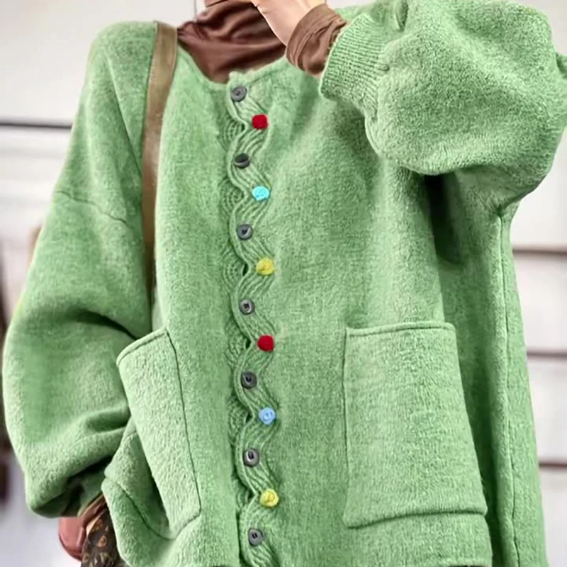 

New Winter Autumn Cardigan Women Sweaters Buttons Jacket Knitting Fashion Oversize Casual Loose Cardigan Jumpers Thick Warm Tops