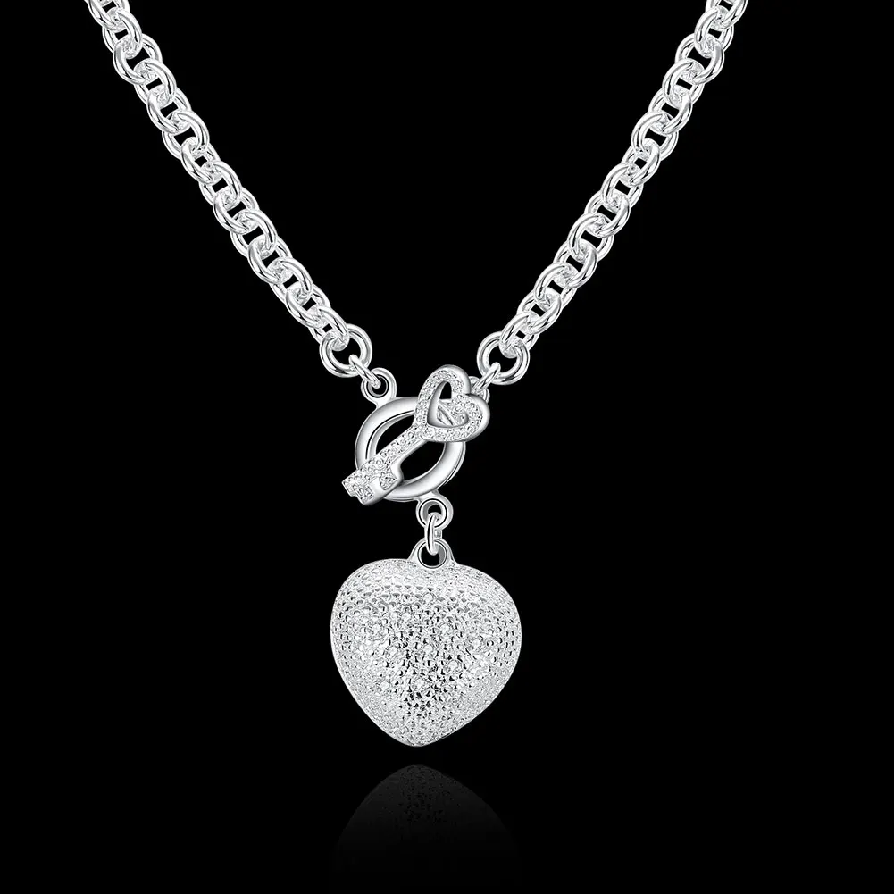 925 Sterling Silver 50cm Zircon Love Pendant Necklace For Women Anniversary Gift Popular Wild Fashion Romantic Jewelry