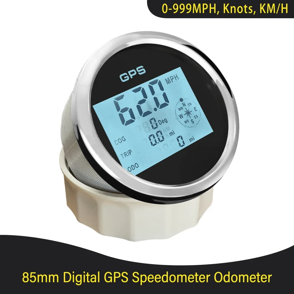 

52mm or 85mm Digital GPS Speedometer Odometer 0-999 Knots Km/h MPH 12V 24V with 8 Colors Backlight for Motorcycle Yacht Vessel