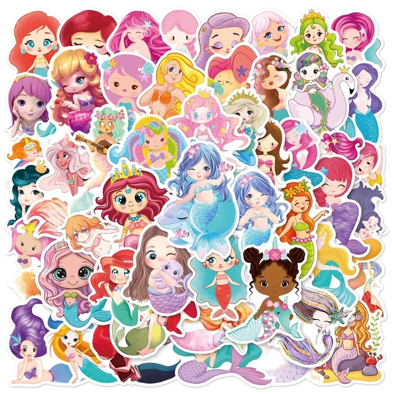 10/30/50PCS Cartoon Mermaid Sticker Aesthetic PVC Children's Korean Stationery School Supplies Decoration Scrapbooking for Kids