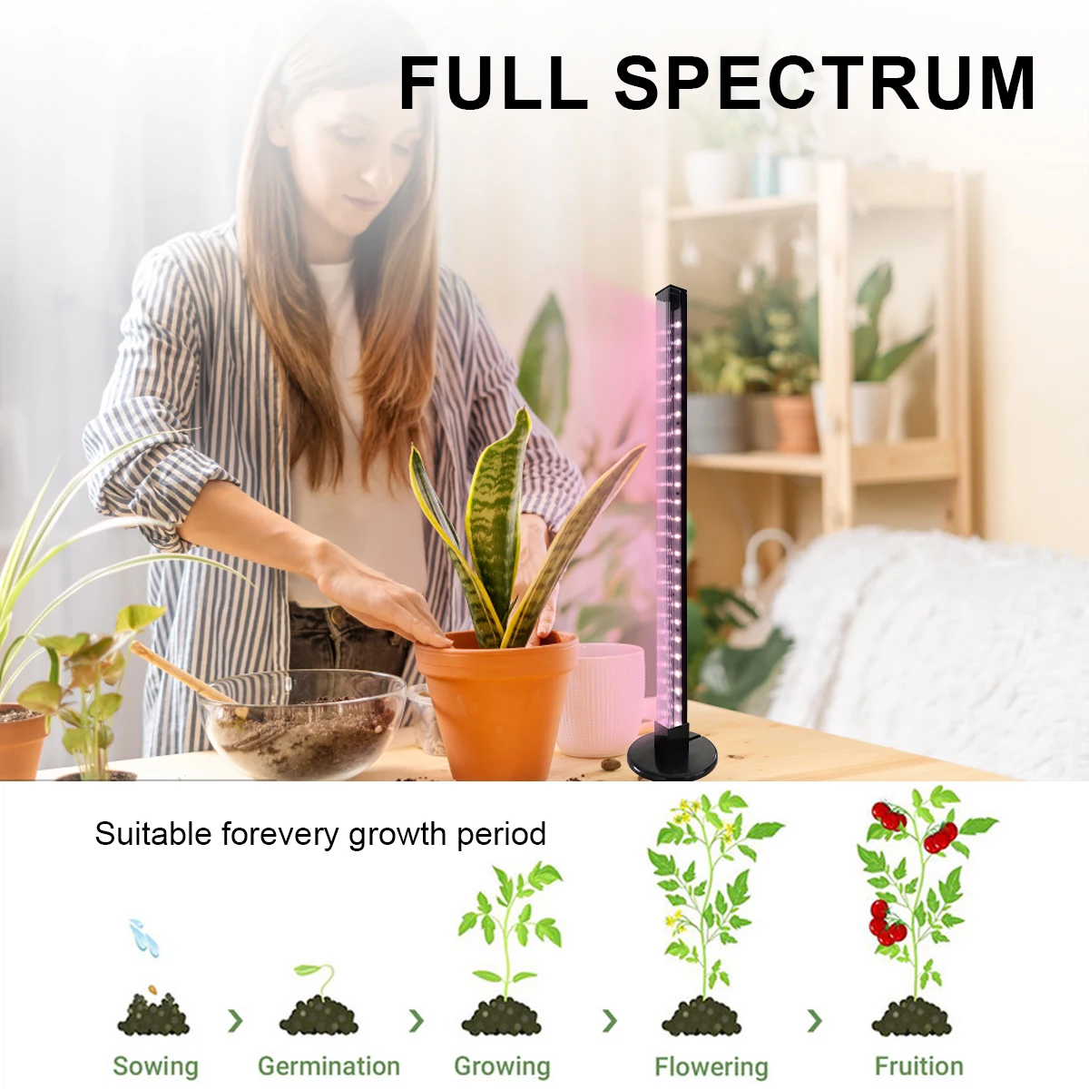 Desktop plant light LED growth lamp strip timer plant growth lamp for seedlings and plants, for home use, indoor planting, flowe