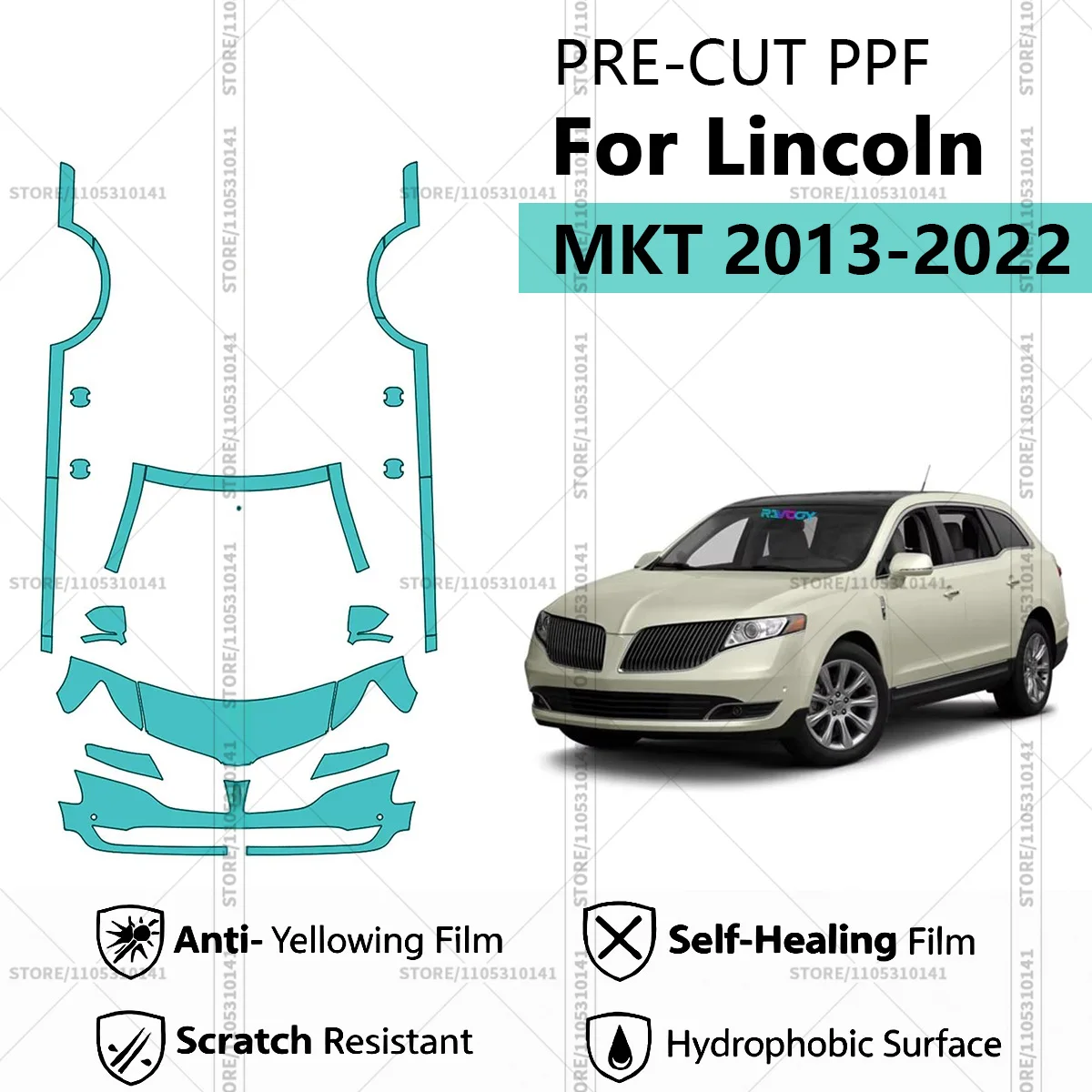 

Pre-Cut Paint Protection Film PPF Transparent Car Film Professional Automotive PPF Front Kit - Rockers For Lincoln MKT 2013-2022