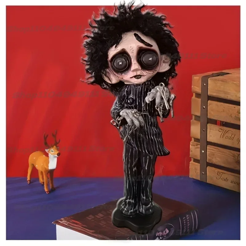 

New Hot Halloween Scene Decorations Scissor Hand Doll Spooky Creative Resin Scissorhands Doll Crafts Ornament