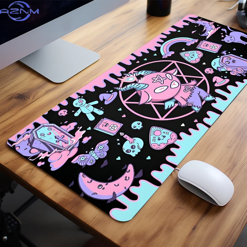 Bonito monstro crânio mouse pad grande tapete de mesa de jogos teclado de computador mousepad com base de borracha antiderrapant
